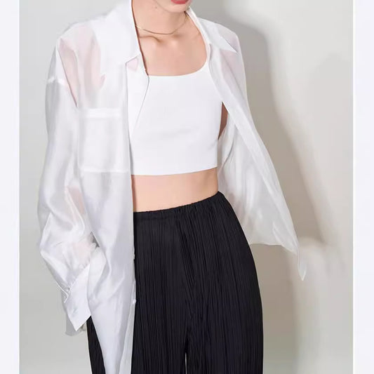 Tencel Sun Protection Cardigan Shirt For Women Outer Tops